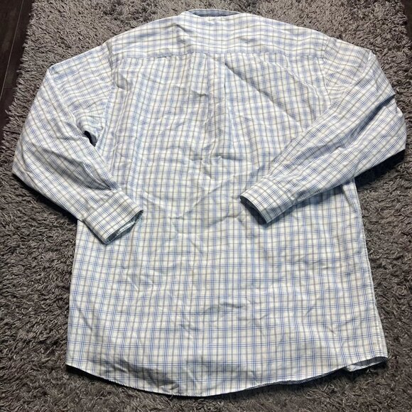 Jos A Bank Shirt Mens Medium Blue Plaid Stripe Long Sleeve Traveler Casual - Picture 2 of 7